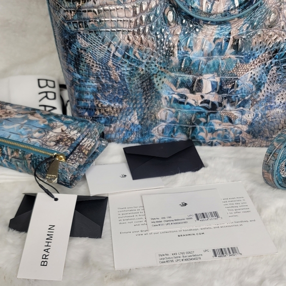 ☆ Brahmin 2 SET Duxbury Melbourne Purse Bag Satchel Ocersized Wristlet - Picture 11 of 15